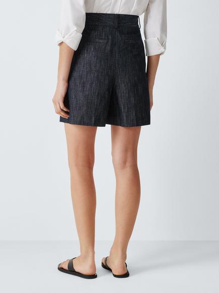 John Lewis Linen Shorts - view 2, Denim Linen