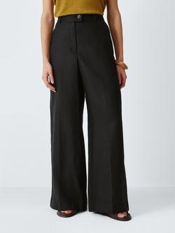 John Lewis Linen Wide Leg Trousers, Black