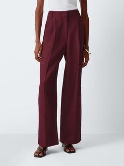 John Lewis Wide Leg Trousers containing TENCEL™ Lyocell - view 2, Burgundy