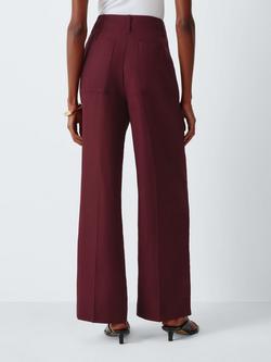 John Lewis Wide Leg Trousers containing TENCEL™ Lyocell - view 2, Burgundy