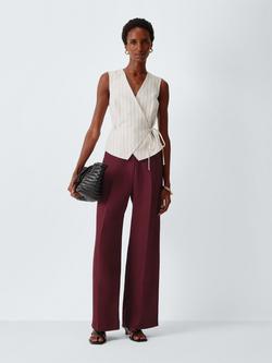 John Lewis Wide Leg Trousers containing TENCEL™ Lyocell, Burgundy