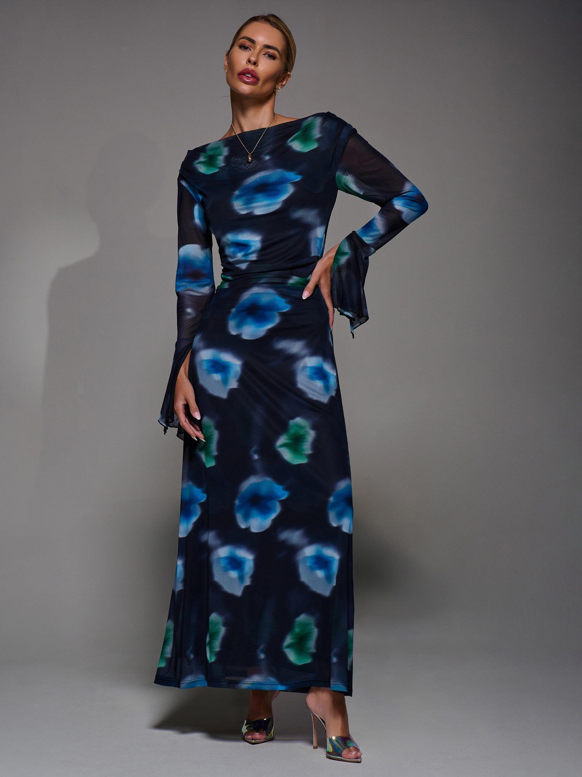 Product image 3 of 7, which shows Jolie Moi Long Sleeve Maxi Dress, Black, 8