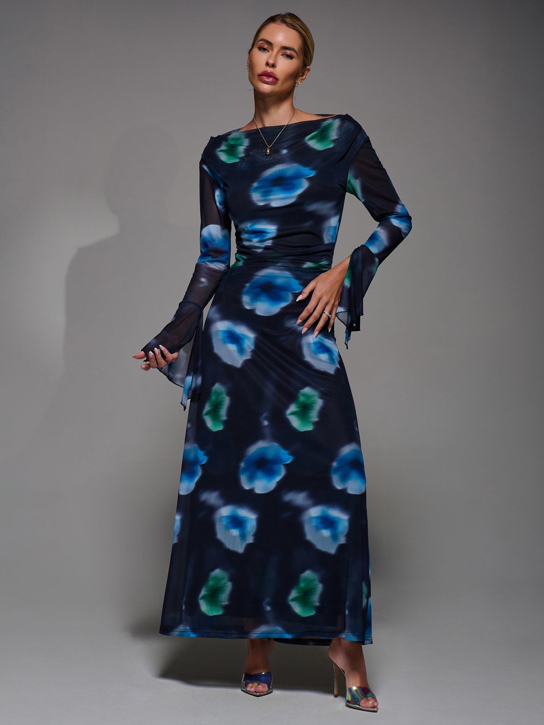 Product image 5 of 7, which shows Jolie Moi Long Sleeve Maxi Dress, Black, 8