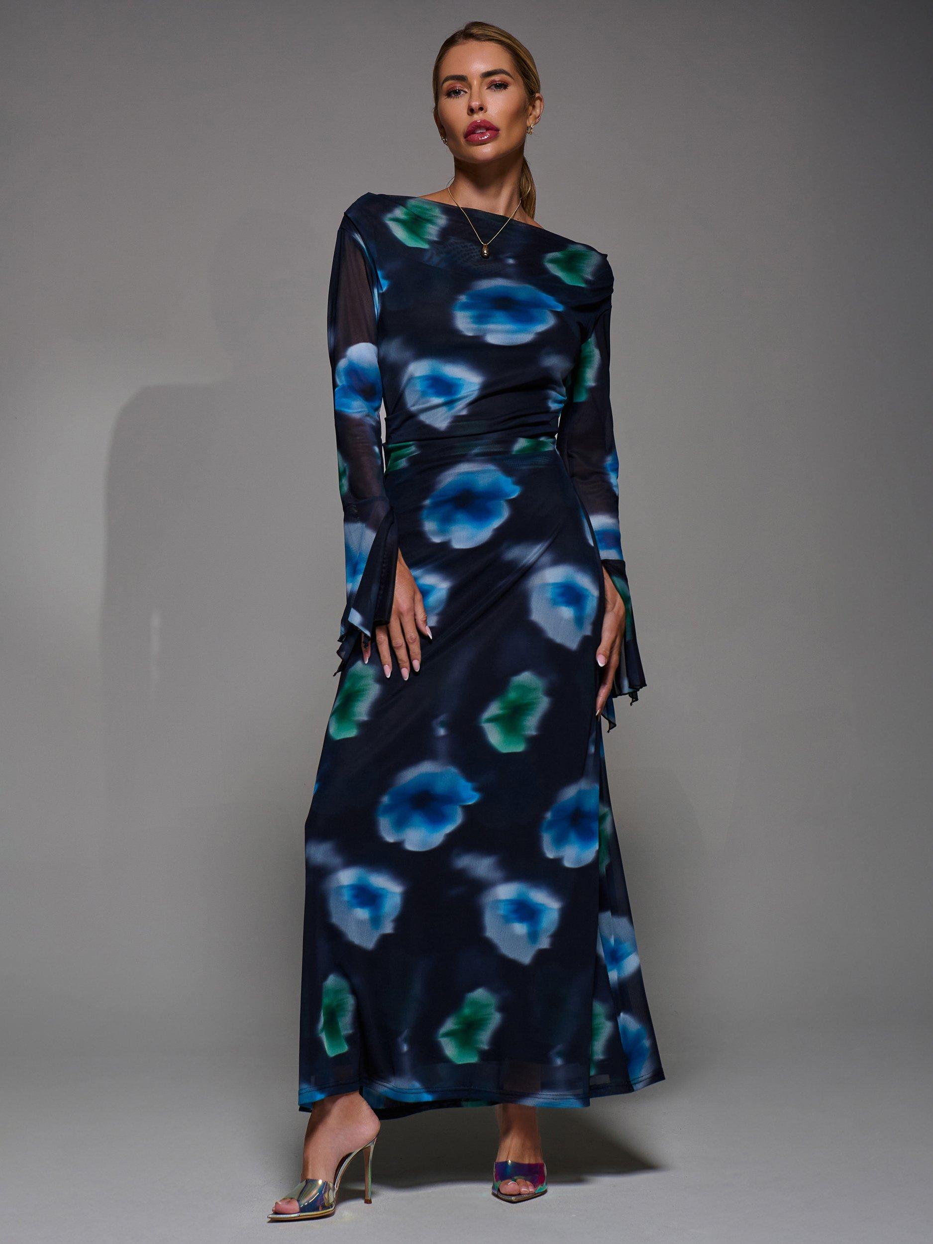 Product image 6 of 7, which shows Jolie Moi Long Sleeve Maxi Dress, Black, 8