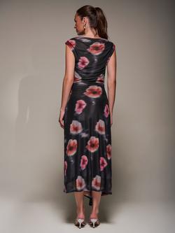 Jolie Moi Floral Slash Neck Maxi Dress, Black Floral - view 2, Black Floral