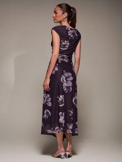 Jolie Moi Floral Slash Neck Maxi Dress, Purple Floral - view 2, Purple Floral