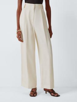 John Lewis Wide Leg Trousers containing TENCEL™ Lyocell, Ecru