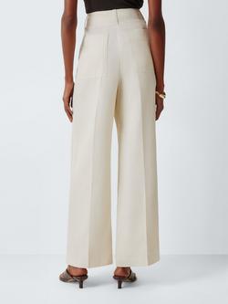 John Lewis Wide Leg Trousers containing TENCEL™ Lyocell - view 2, Ecru