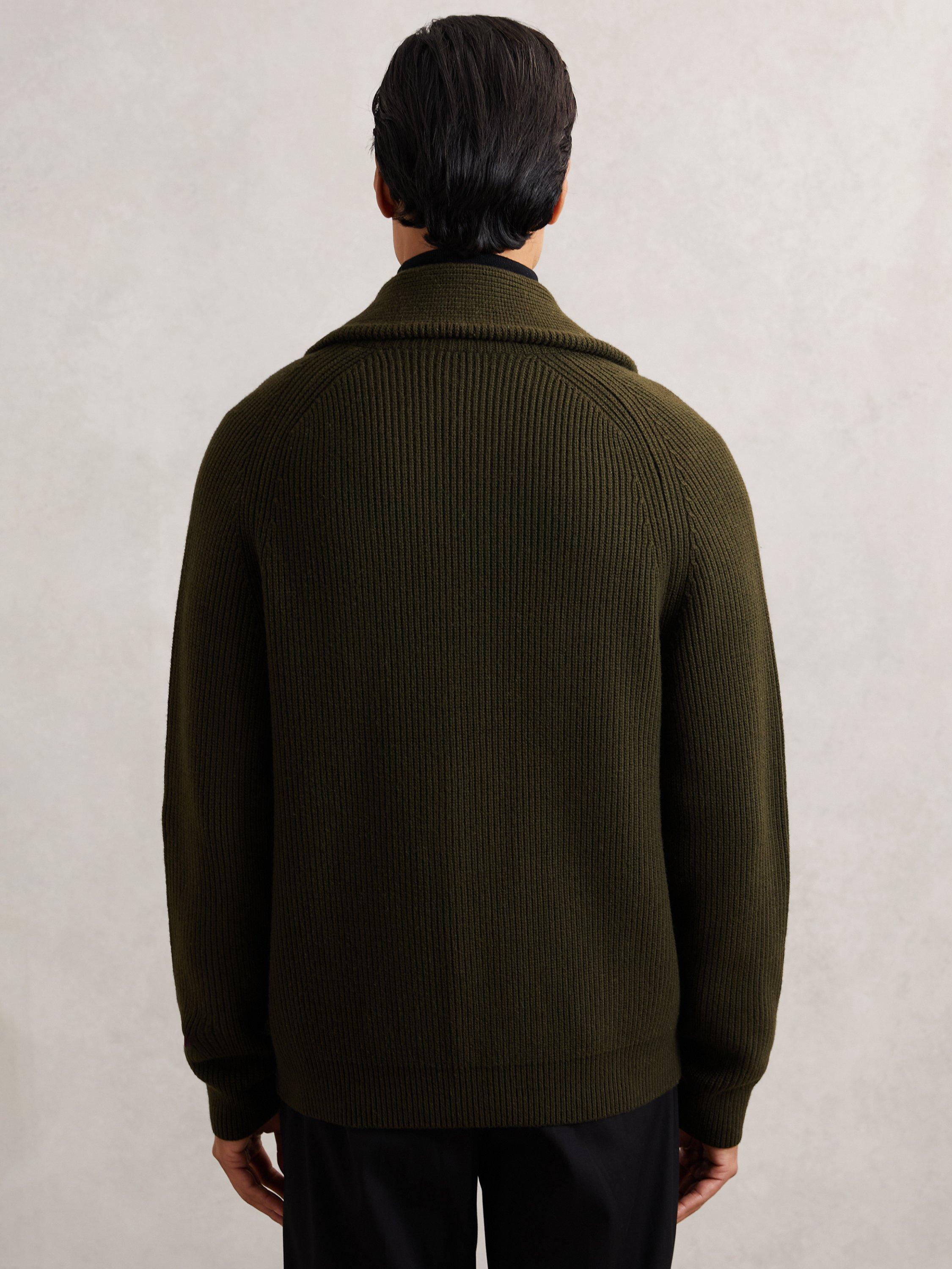 Product image 2 of 5, which shows Reiss Cannon Cardigan, Dark Olive, L