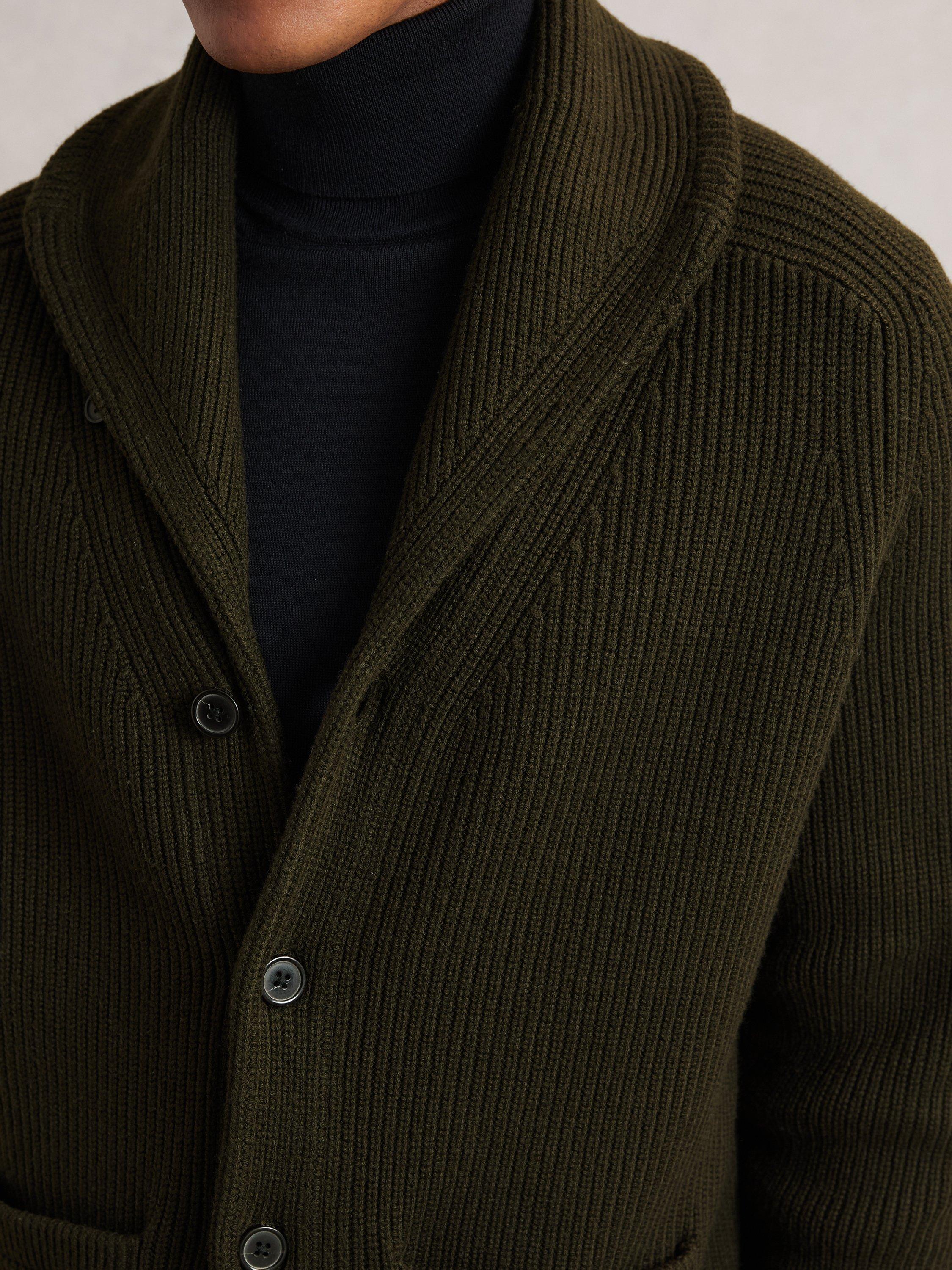 Product image 4 of 5, which shows Reiss Cannon Cardigan, Dark Olive, L
