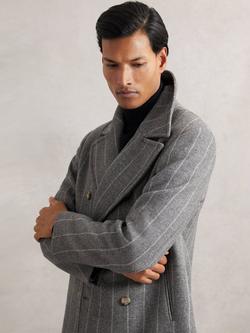 Reiss Bergamo Wool Blend Stripe Peacoat - view 2, Grey