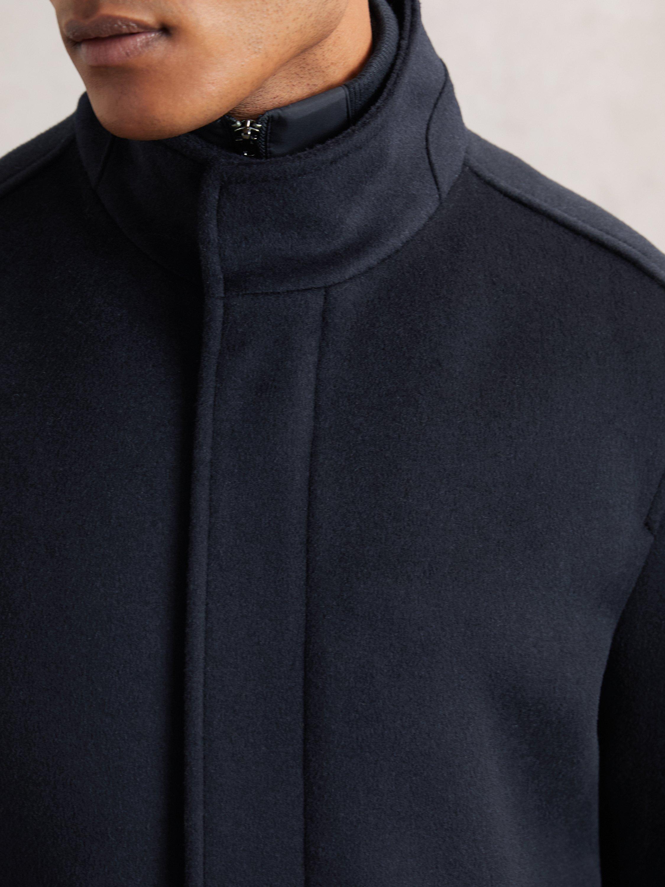 Product image 4 of 5, which shows Reiss Fuel Wool Blend Overcoat, Navy, XS