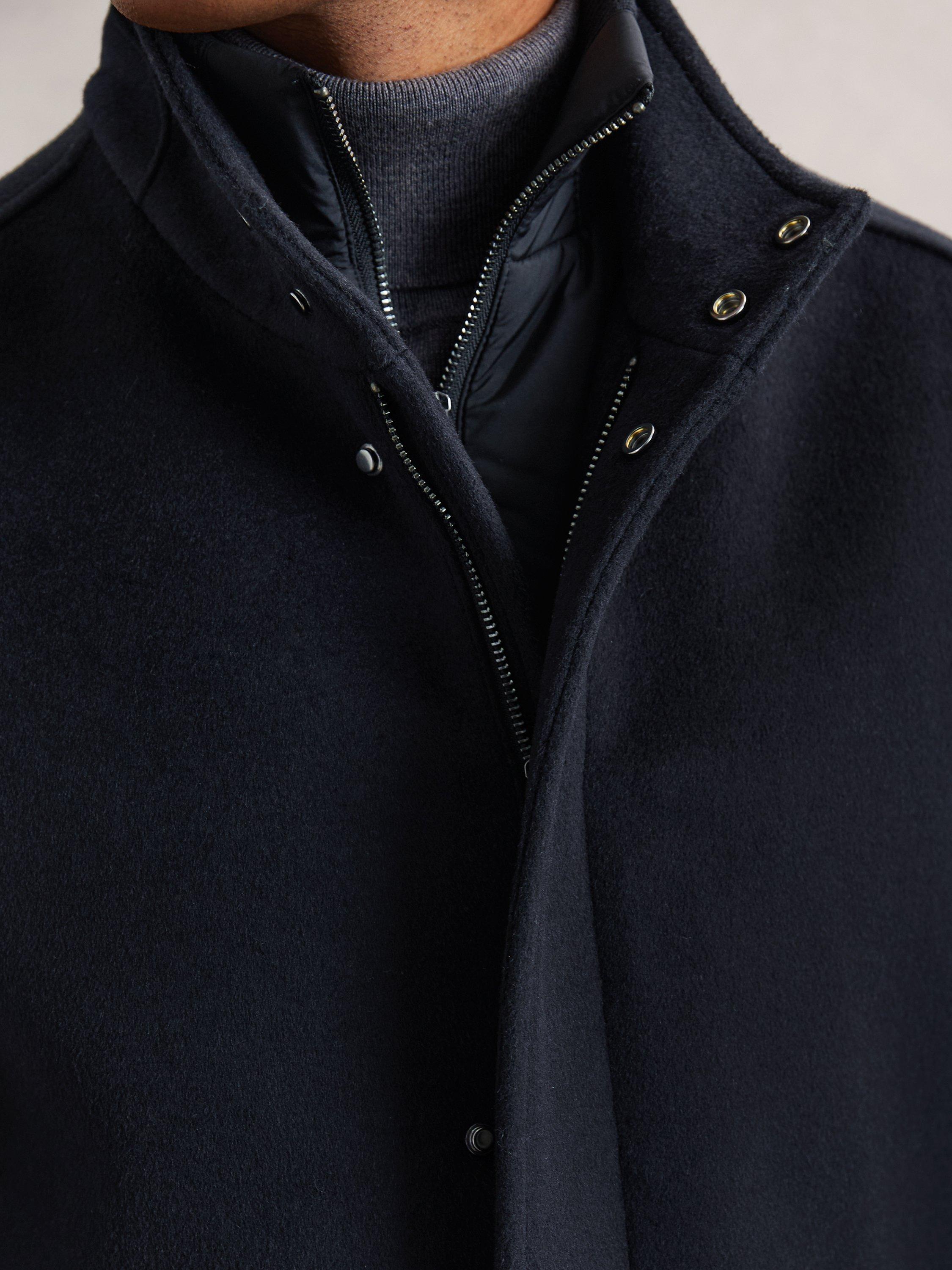 Product image 5 of 5, which shows Reiss Fuel Wool Blend Overcoat, Navy, XS