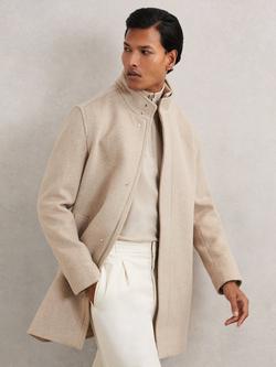 Reiss Fuel Wool Blend Overcoat, Oatmeal Brown - view 2, Oatmeal Brown