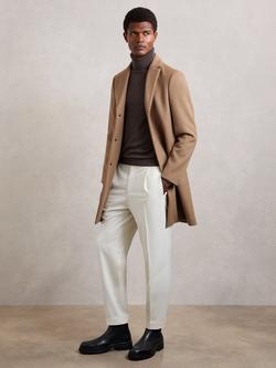 Reiss Gable Single Breasted Wool Blend Coat, Light Brown