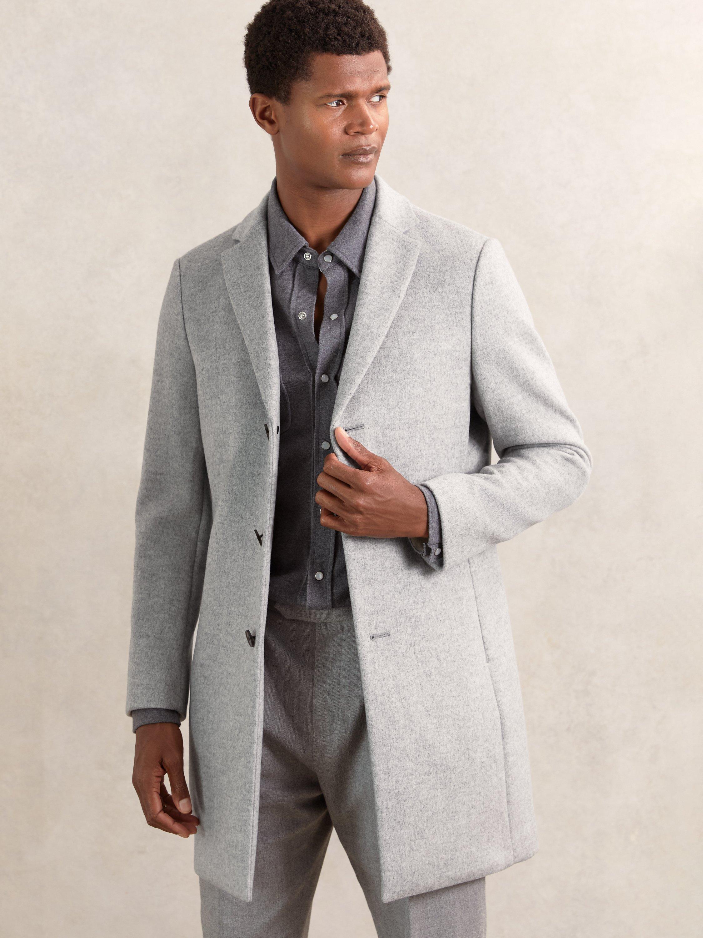 Product image 4 of 5, which shows Reiss Gable Single Breasted Wool Blend Coat, Soft Grey, L