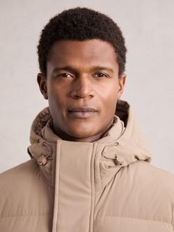 Reiss Moon Longline Hooded Quilted Puffer Coat, - view 2, Light Camel Brown