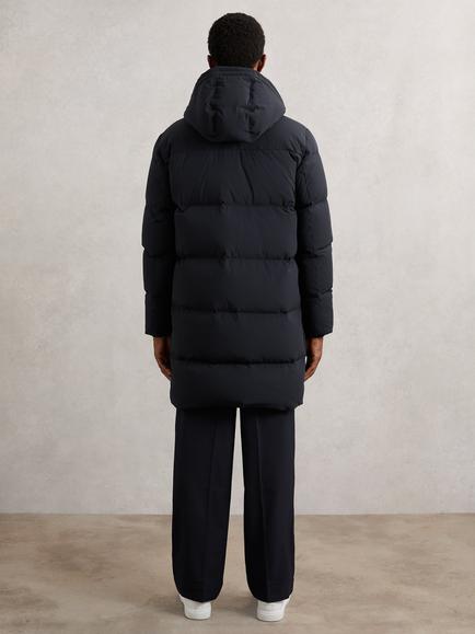 Reiss Moon Longline Hooded Quilted Puffer Coat, - view 2, Navy