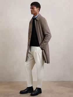 Reiss Morpeth Wool Blend Check Overcoat, Brown, Brown