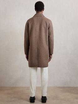 Reiss Morpeth Wool Blend Check Overcoat, Brown - view 2, Brown