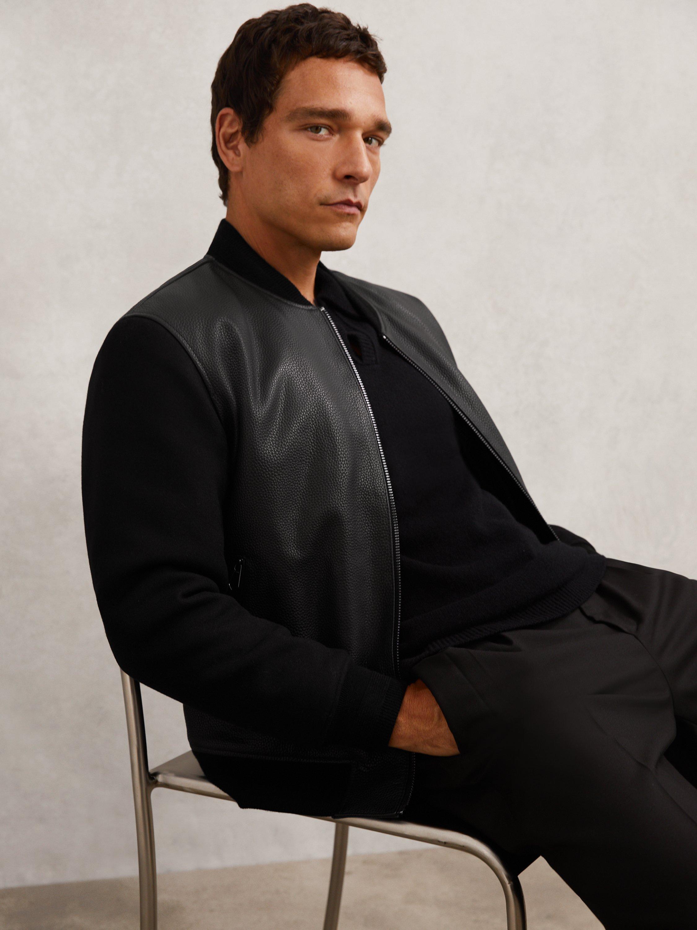Product image 1 of 5, which shows Reiss Pearman Bomber Jacket, Black, S