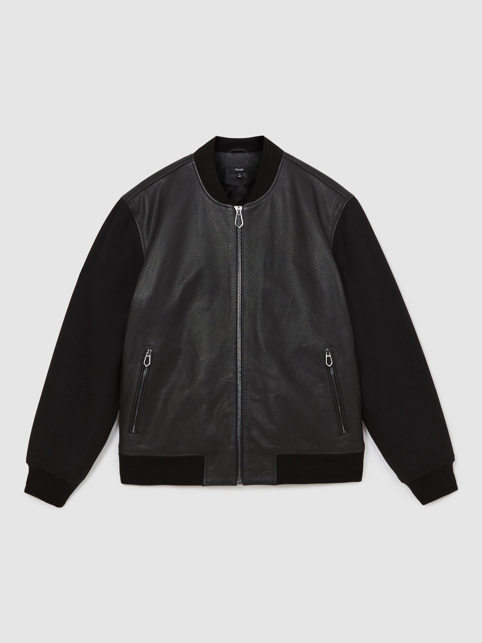 Product image 3 of 5, which shows Reiss Pearman Bomber Jacket, Black, S