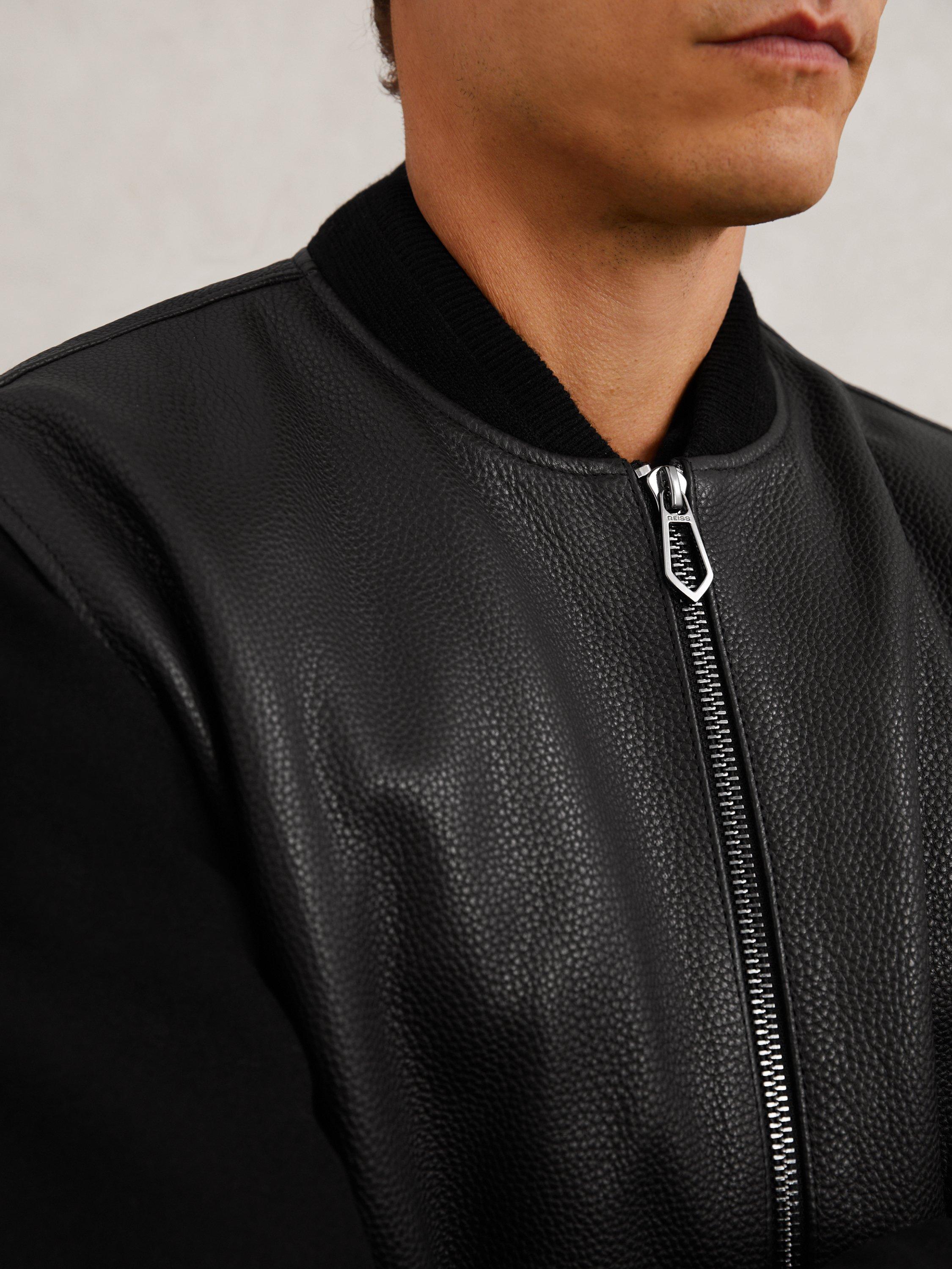 Product image 4 of 5, which shows Reiss Pearman Bomber Jacket, Black, S