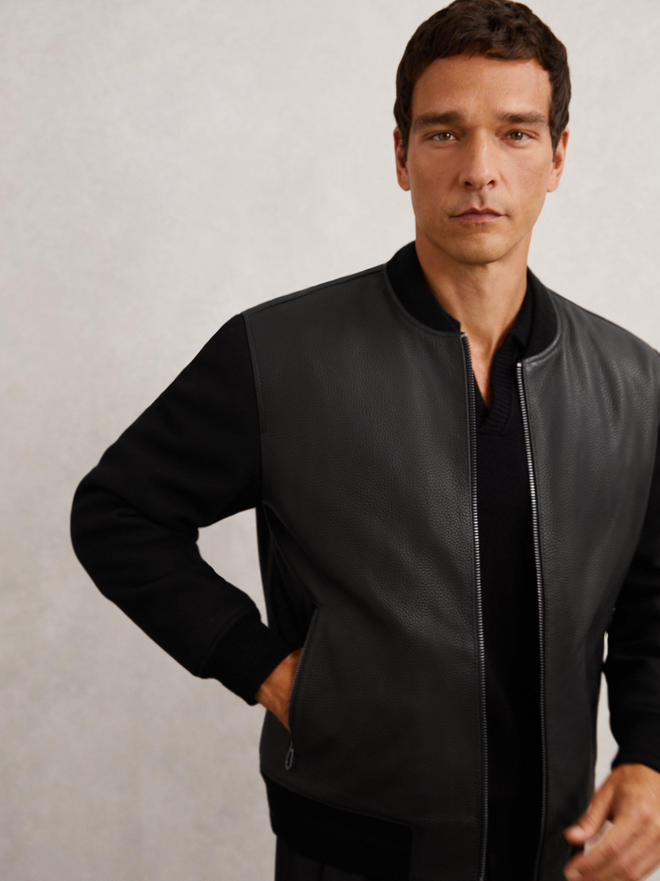 Product image 5 of 5, which shows Reiss Pearman Bomber Jacket, Black, S