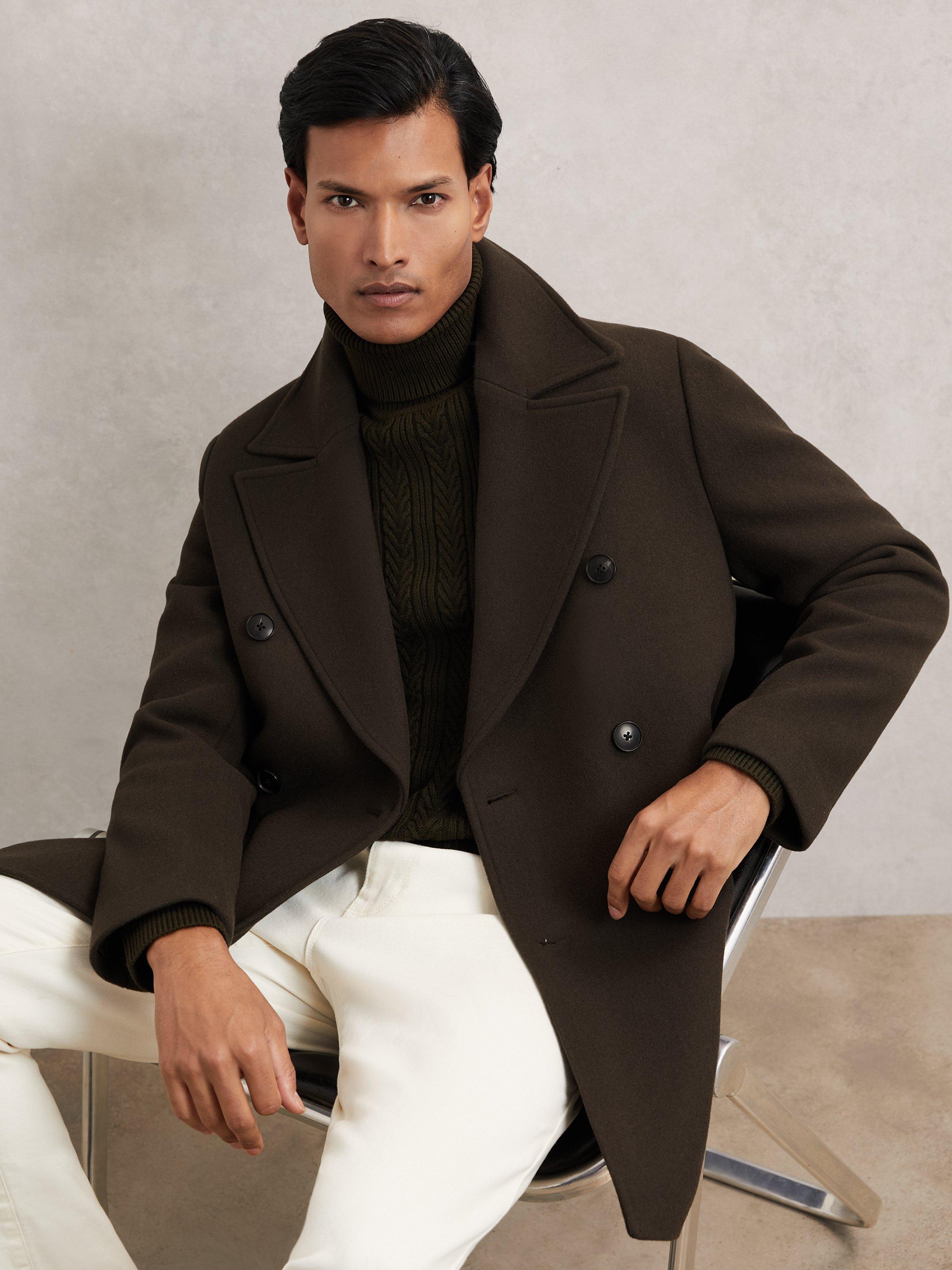 Product image 2 of 5, which shows Reiss Present Pea Coat, Dark Green, M