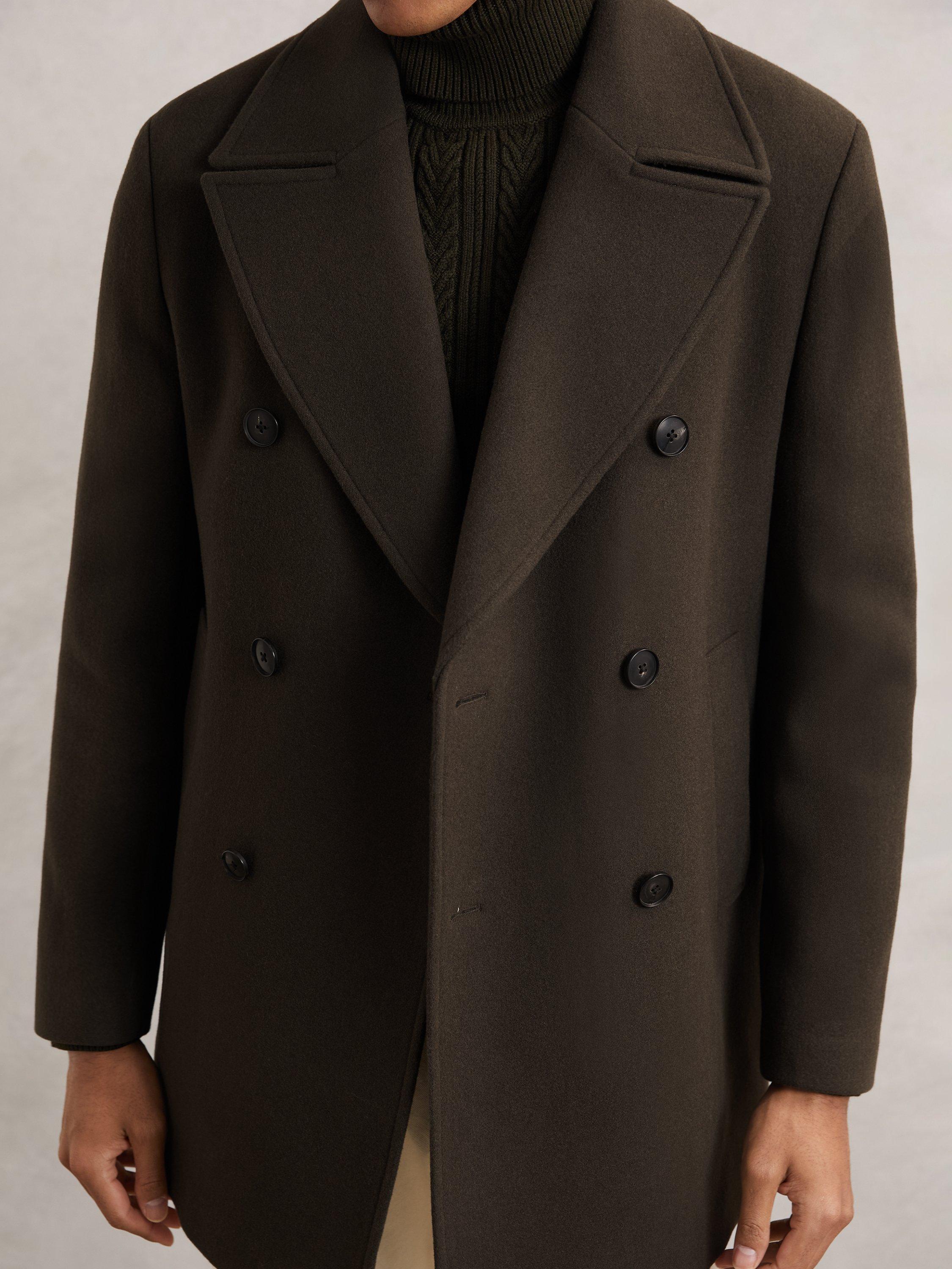 Product image 4 of 5, which shows Reiss Present Pea Coat, Dark Green, M