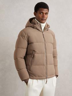 Reiss Reggie Quilted Zip-Up Puffer Jacket, Light Camel Brown, Light Camel Brown