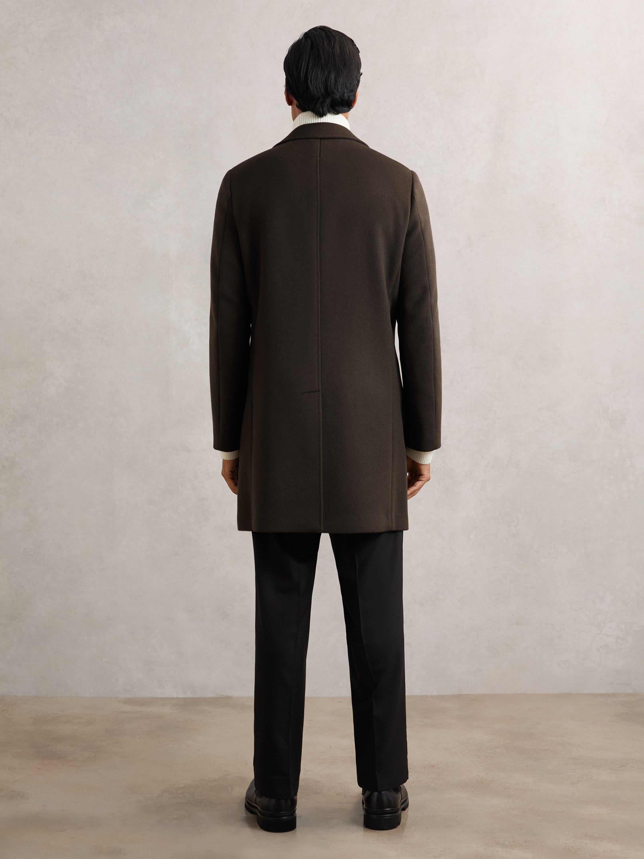 Product image 2 of 5, which shows Reiss Timpani Double Breasted Coat, Dark Khaki Green, XS