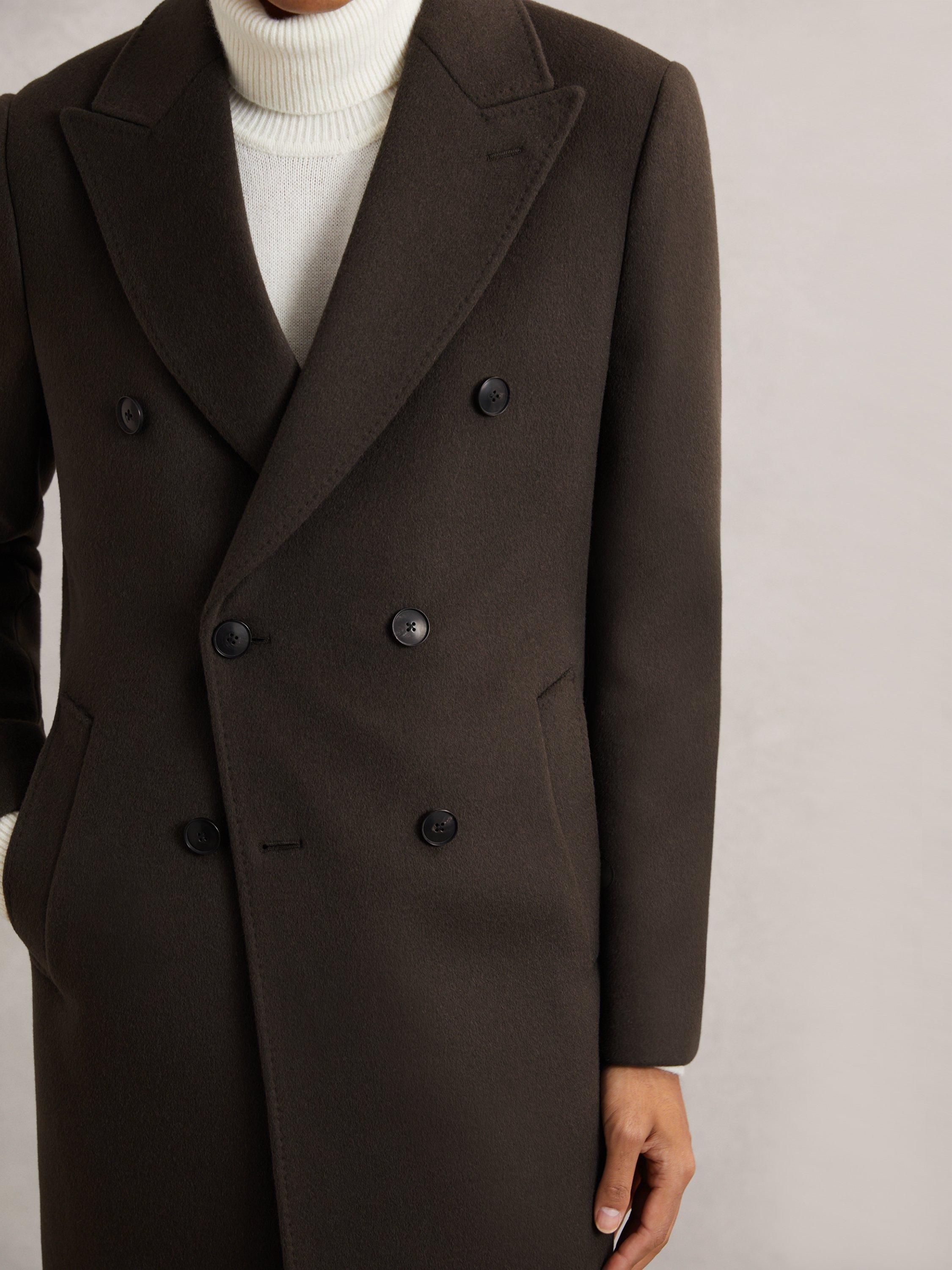 Product image 4 of 5, which shows Reiss Timpani Double Breasted Coat, Dark Khaki Green, XS