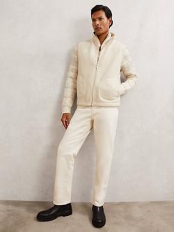 Reiss Capriano Zip Front Gilet, Ecru, Ecru