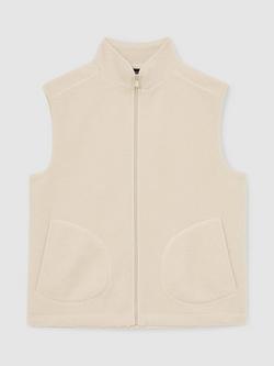 Reiss Capriano Zip Front Gilet, Ecru - view 2, Ecru
