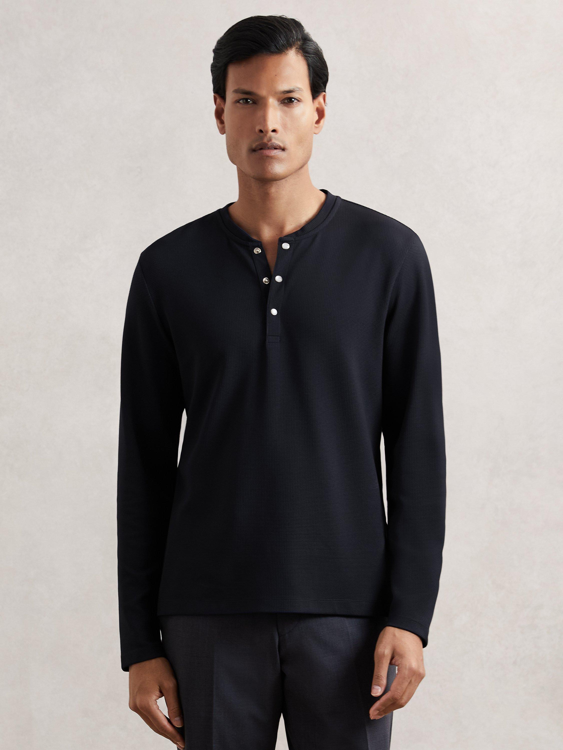 Product image 1 of 5, which shows Reiss Carmello Long Sleeve Top, Navy, XS