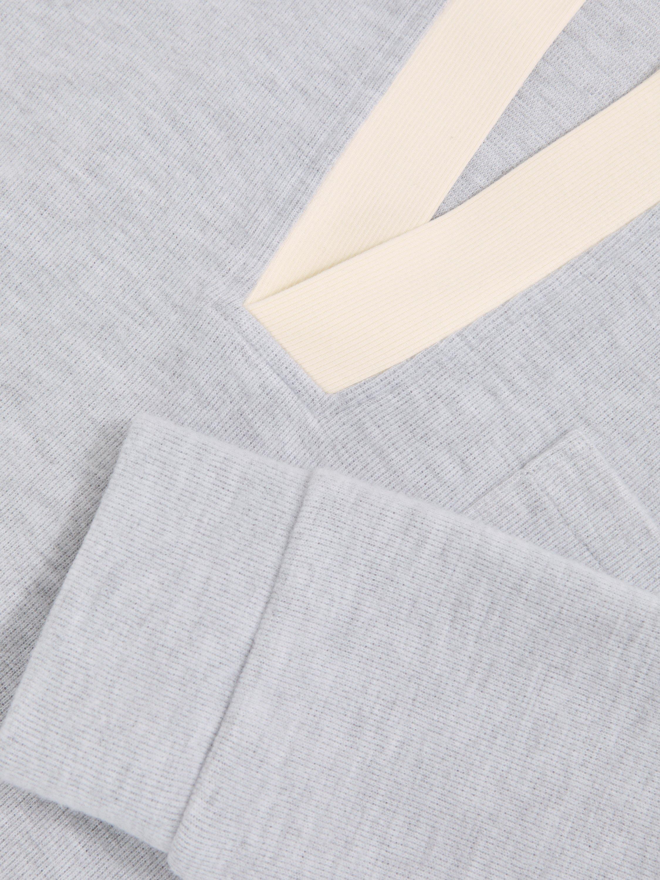 Product image 2 of 5, which shows Reiss Hoyle Buttonless Long Sleeve Polo Shirt, Grey Marl/White, M