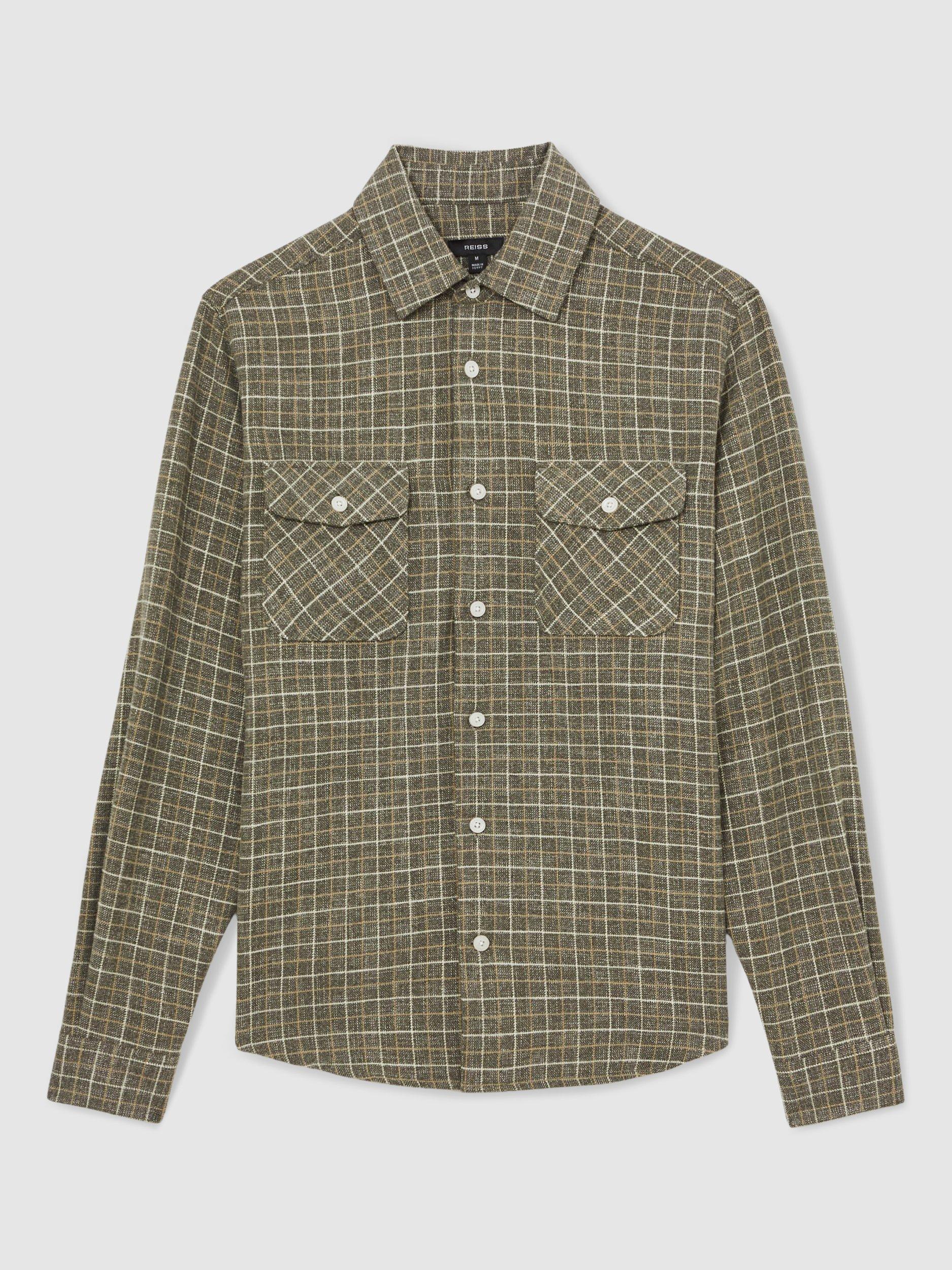 Product image 3 of 5, which shows Reiss Calvert Regular Fit Check Shirt, Grey, XS