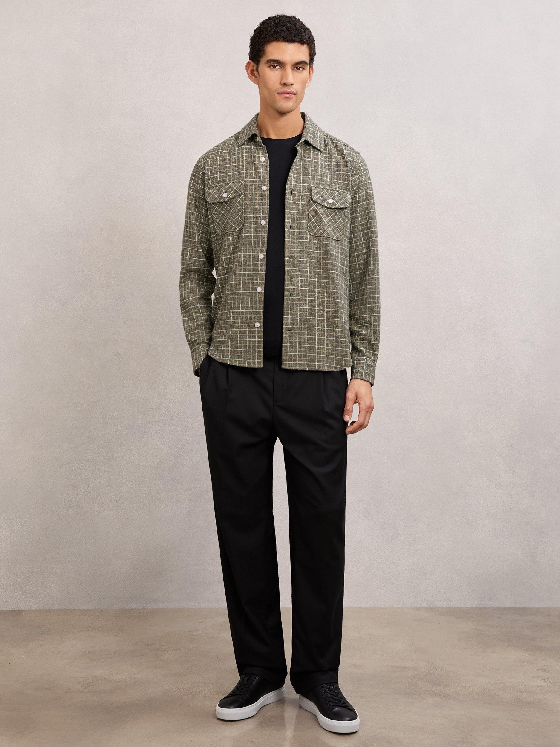 Product image 4 of 5, which shows Reiss Calvert Regular Fit Check Shirt, Grey, XS