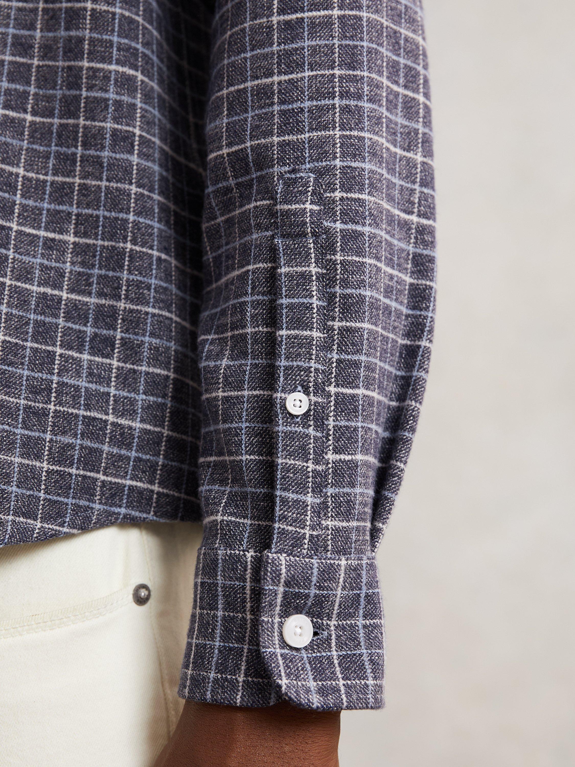 Product image 2 of 5, which shows Reiss Calvert Long Sleeve Checked Shirt, Indigo Blue, XS