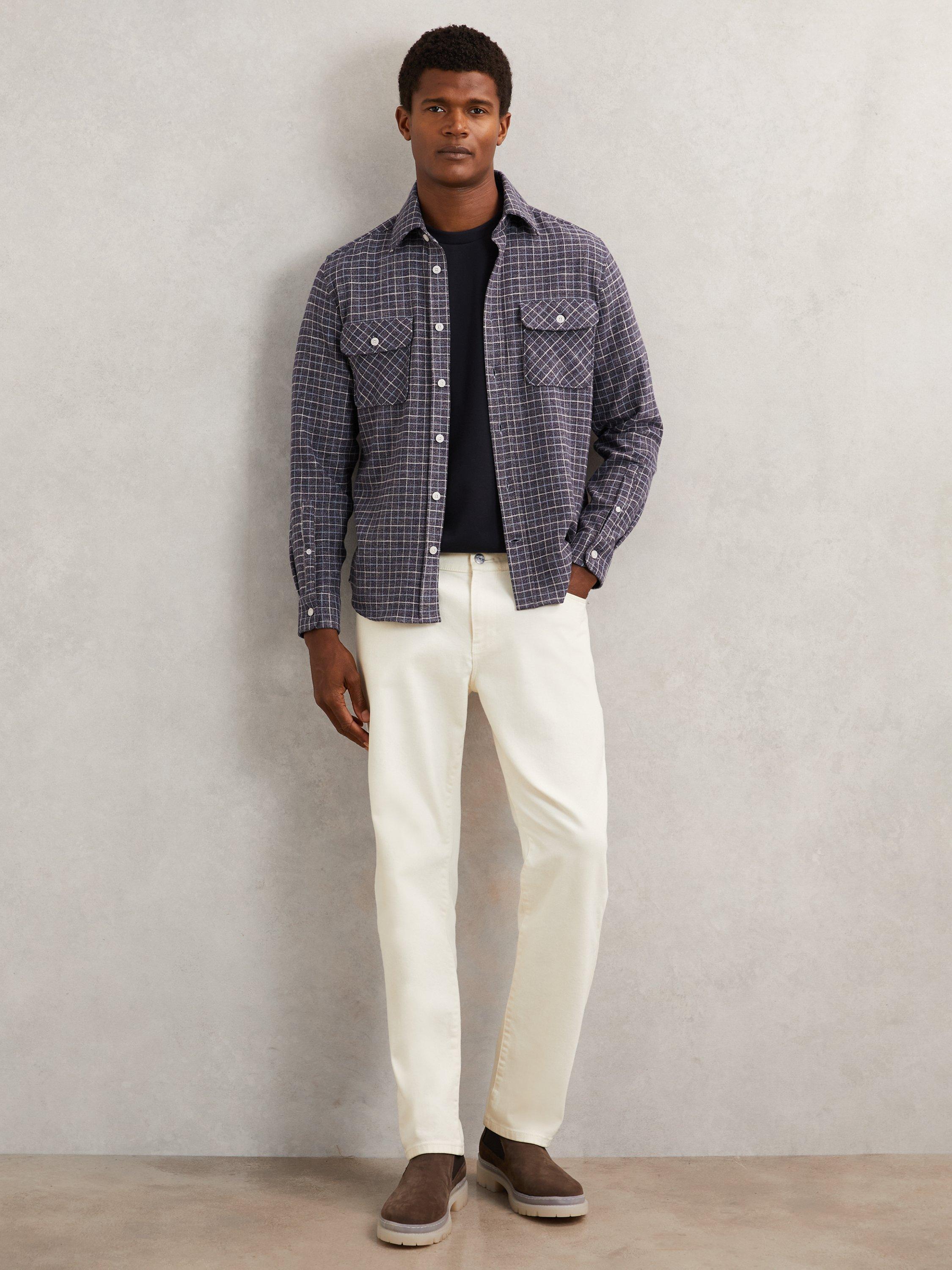 Product image 4 of 5, which shows Reiss Calvert Long Sleeve Checked Shirt, Indigo Blue, XS