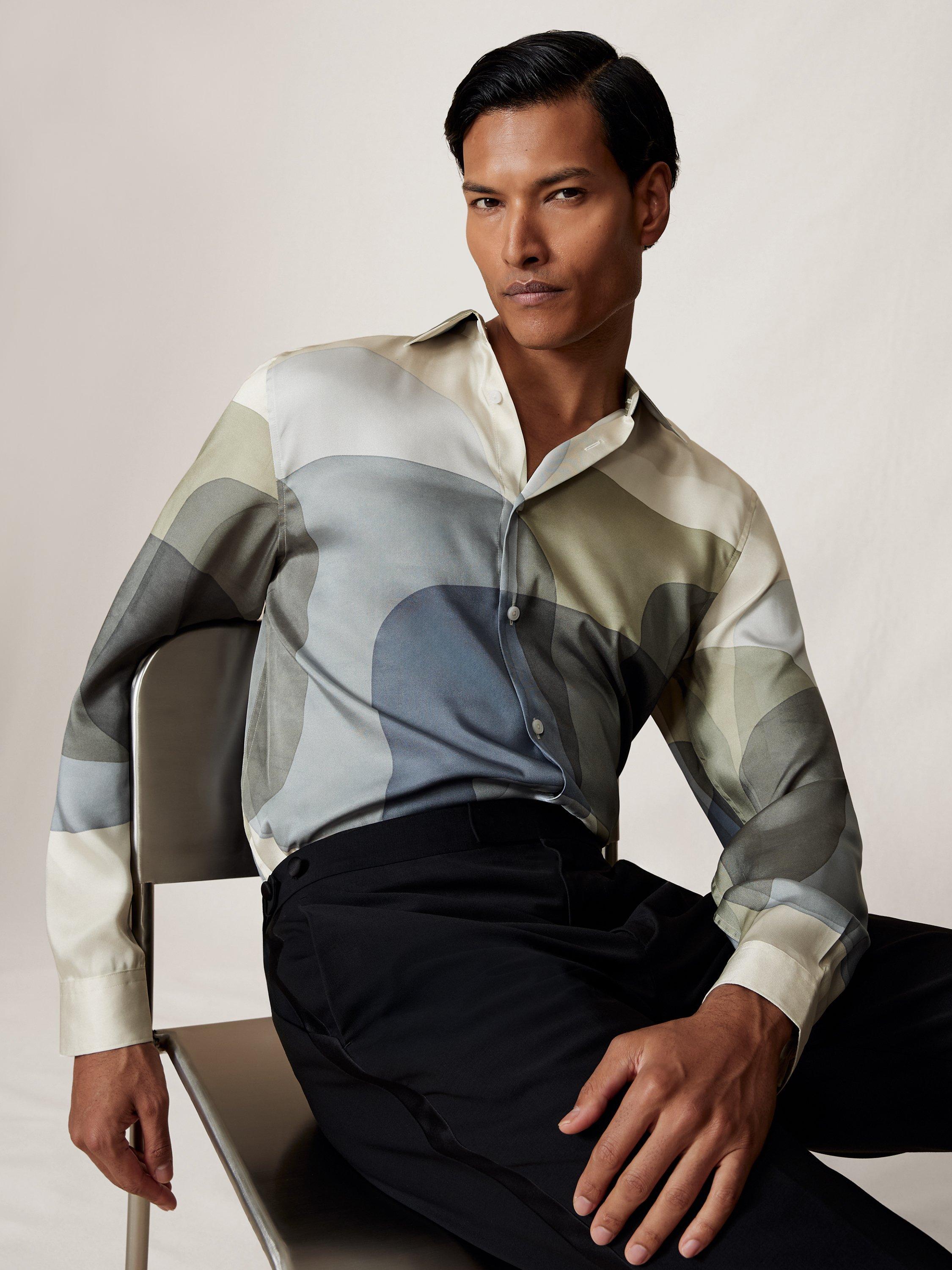 Product image 1 of 5, which shows Reiss Felix Abstract Shirt, Multi, XS