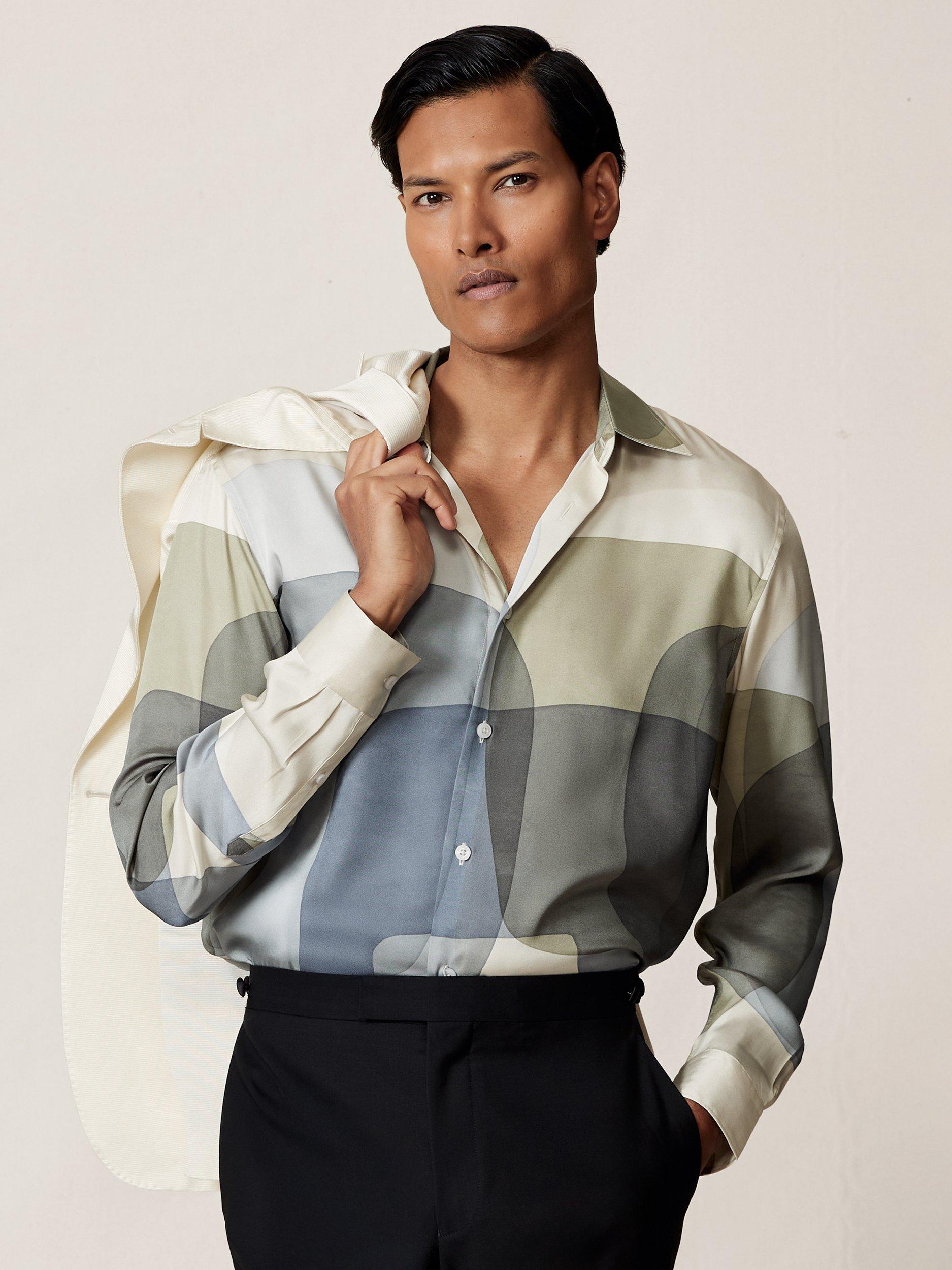 Product image 2 of 5, which shows Reiss Felix Abstract Shirt, Multi, XS