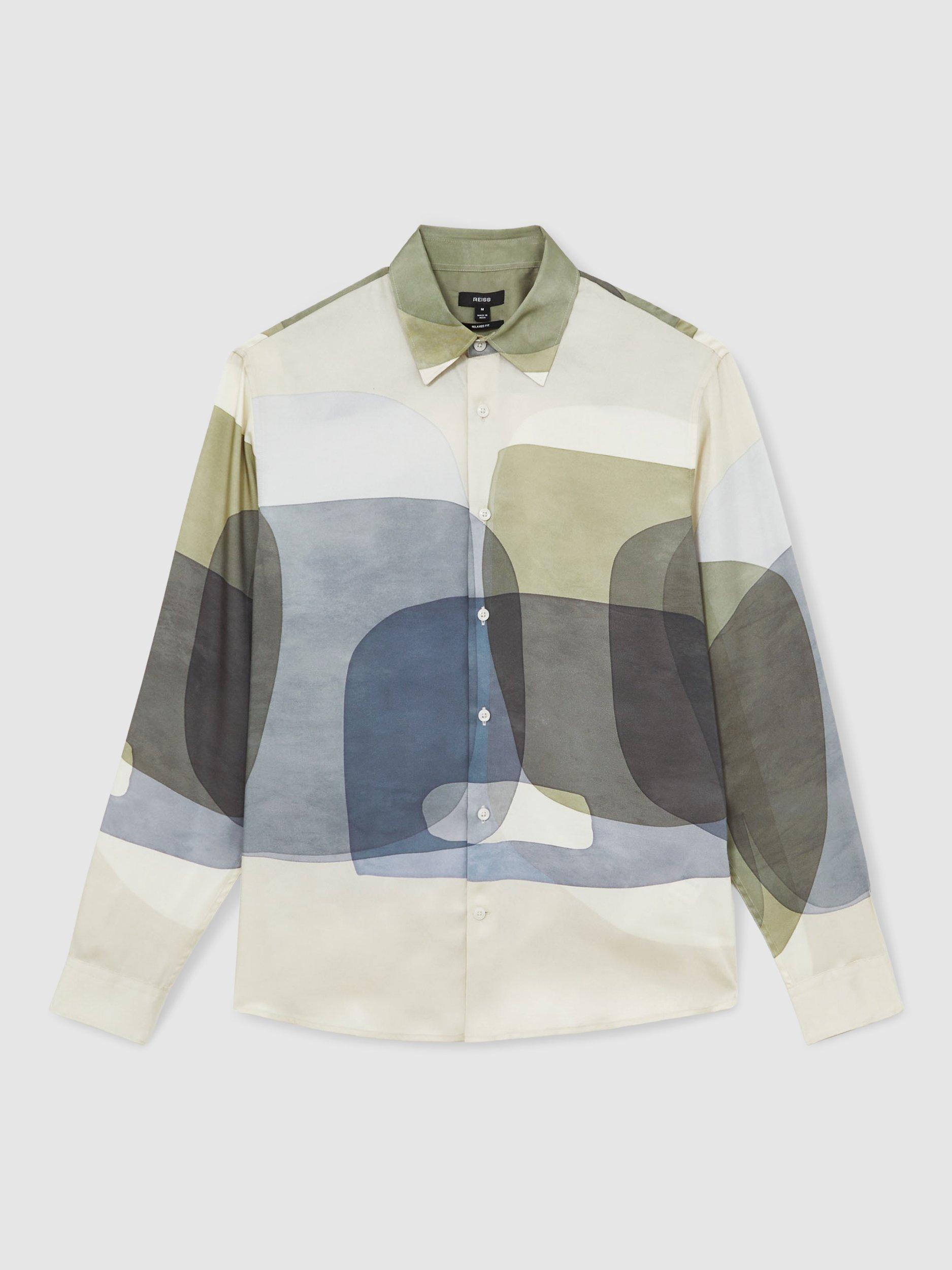 Product image 3 of 5, which shows Reiss Felix Abstract Shirt, Multi, XS