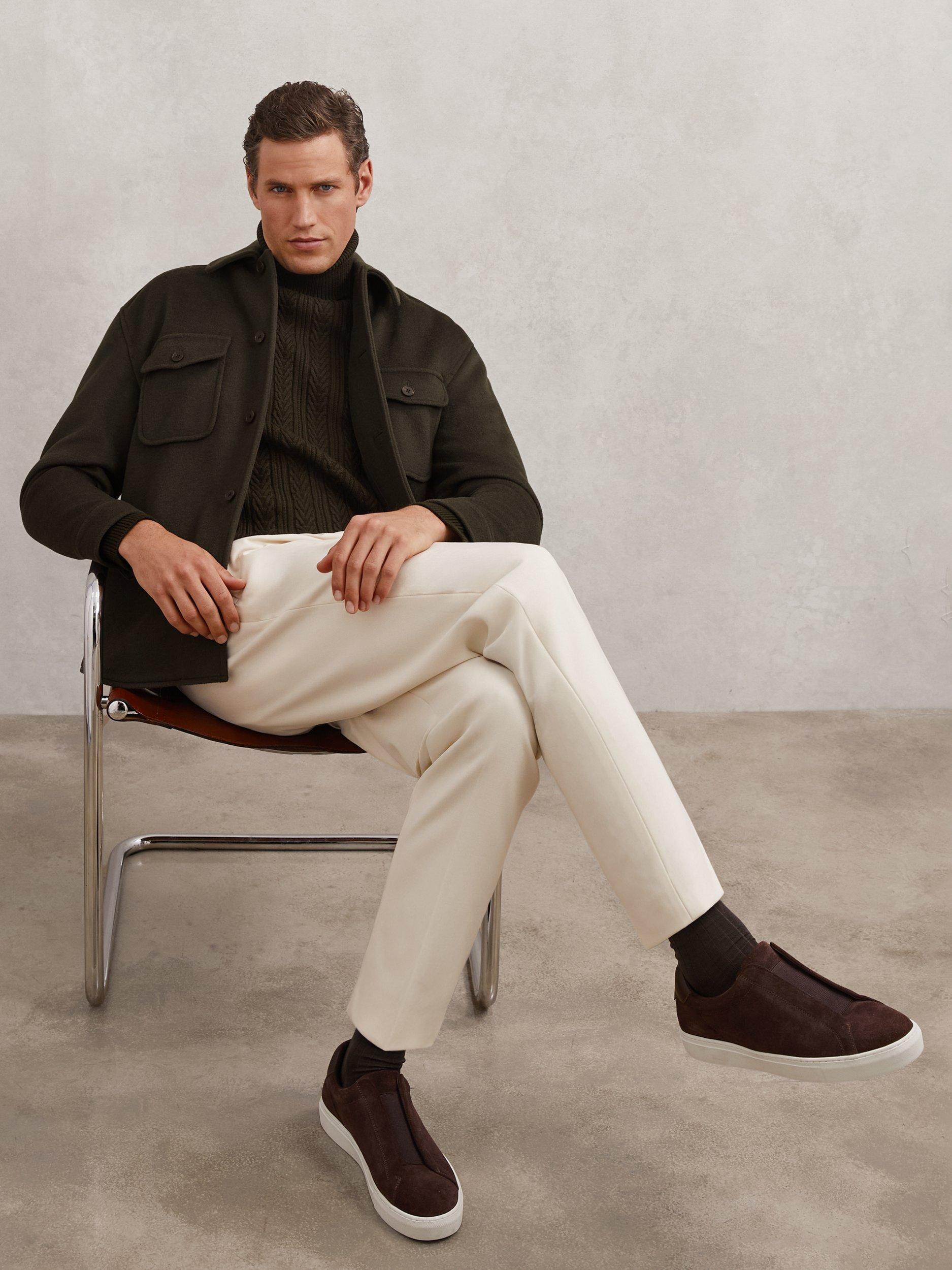 Product image 4 of 5, which shows Reiss Liam Wool Blend Overshirt, Khaki Green, L