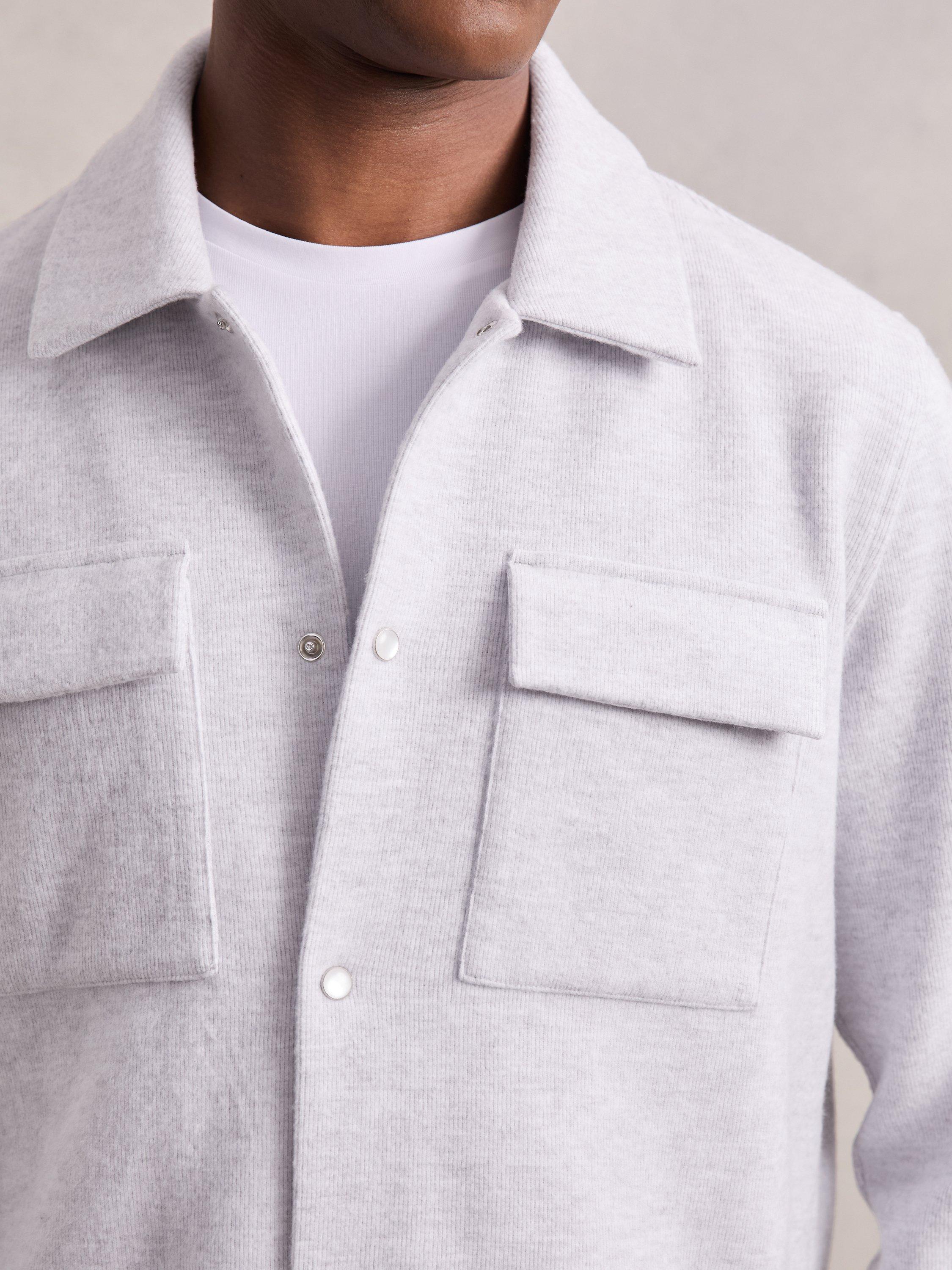 Product image 4 of 5, which shows Reiss Maxwell Overshirt, Grey Marl, XS