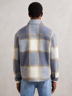 Reiss Morton Zip Front Check Jacket, Stone/Blue - view 2, Stone/Blue