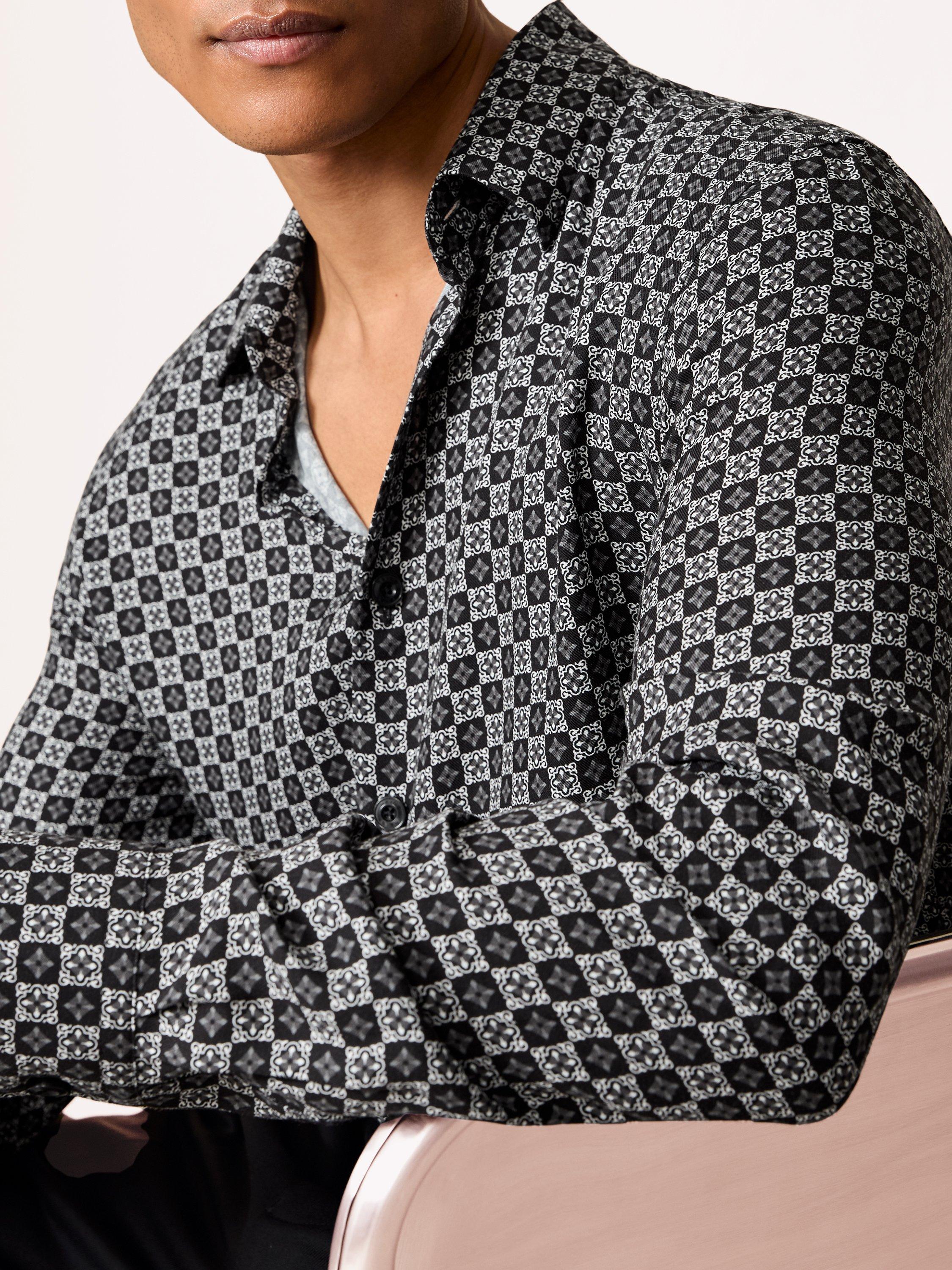Product image 5 of 5, which shows Reiss Nix Geometric Shirt, Black, XS