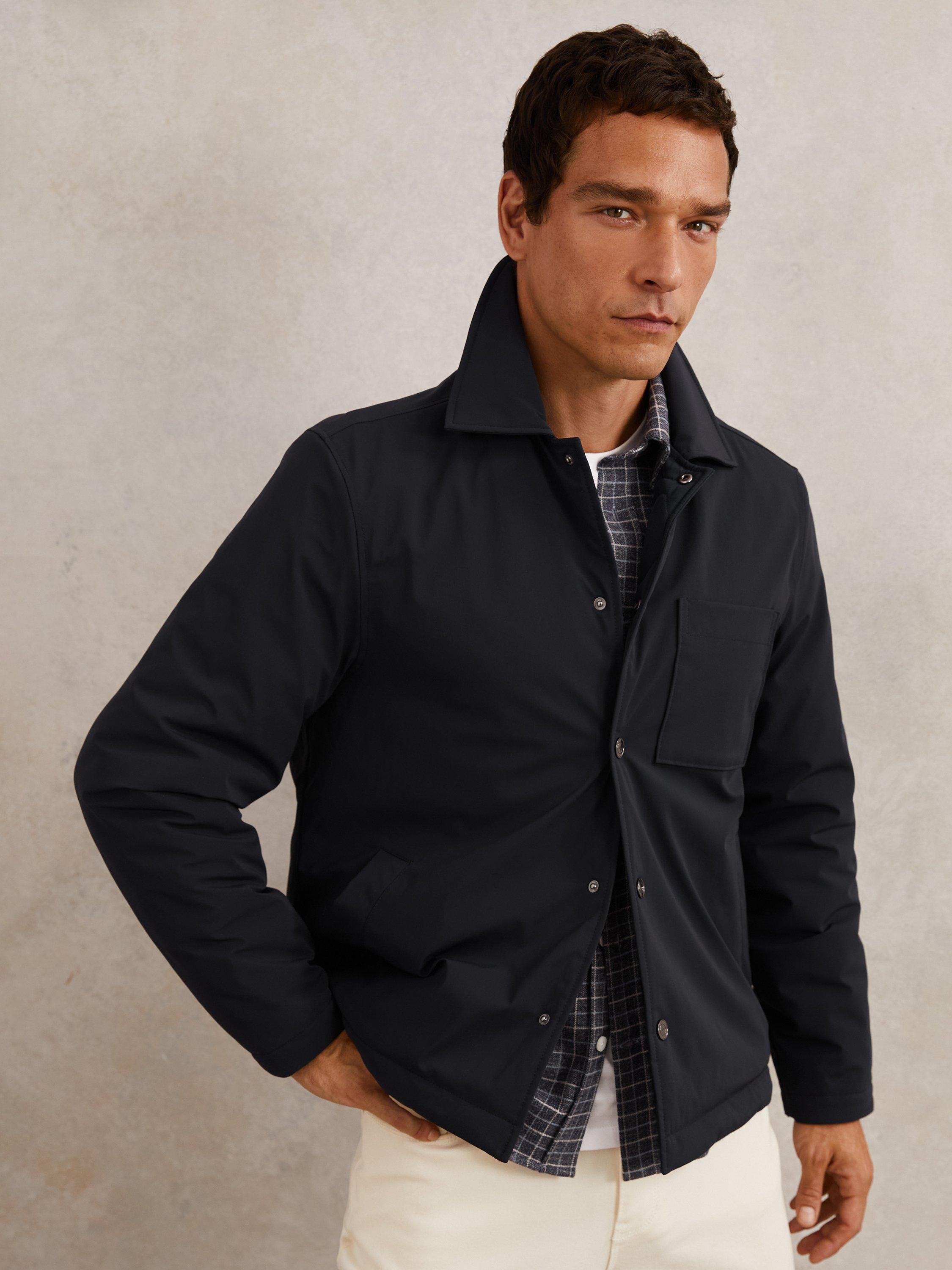 Product image 1 of 5, which shows Reiss Parker Overshirt, Navy, XS
