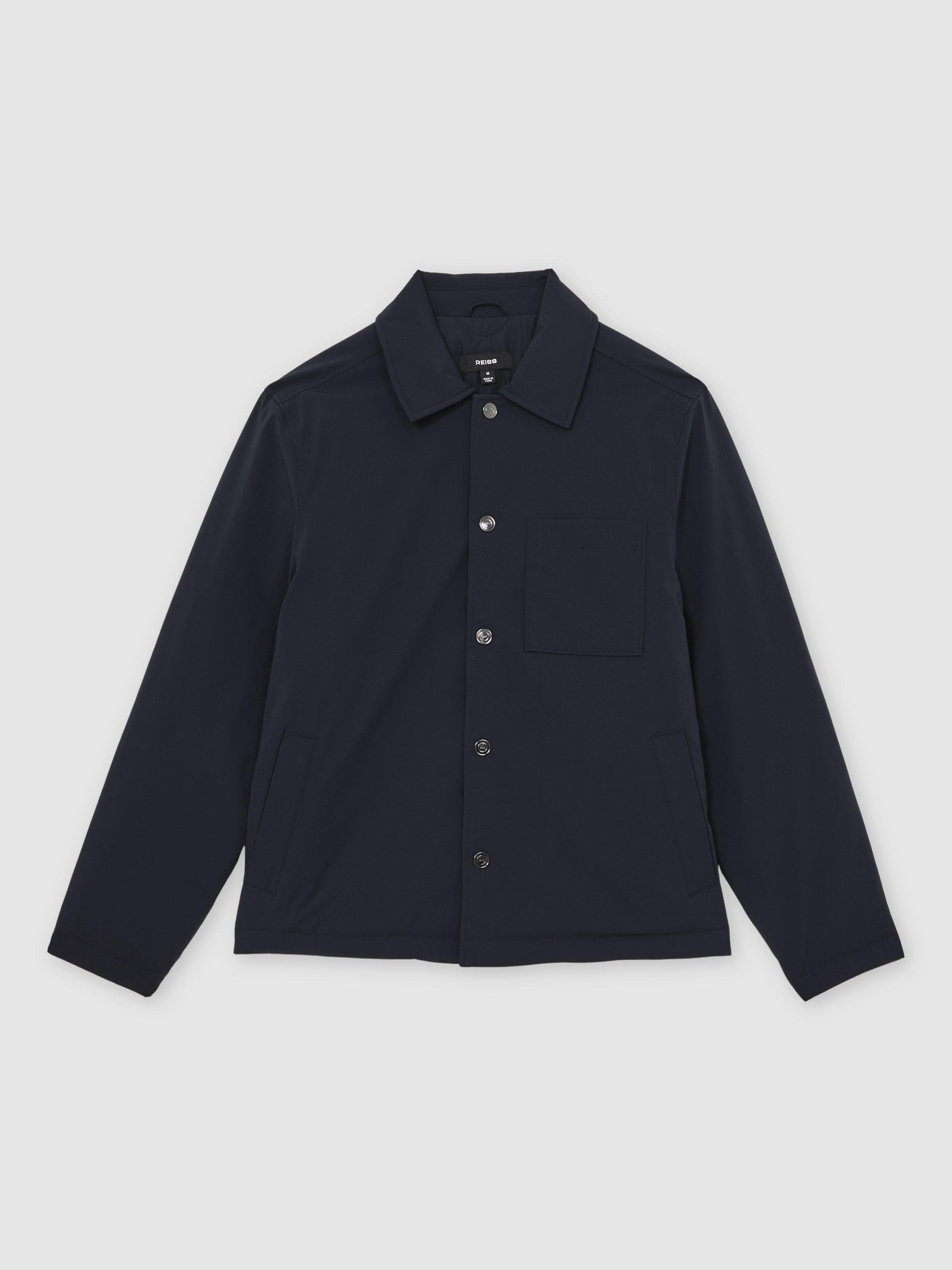 Product image 3 of 5, which shows Reiss Parker Overshirt, Navy, XS